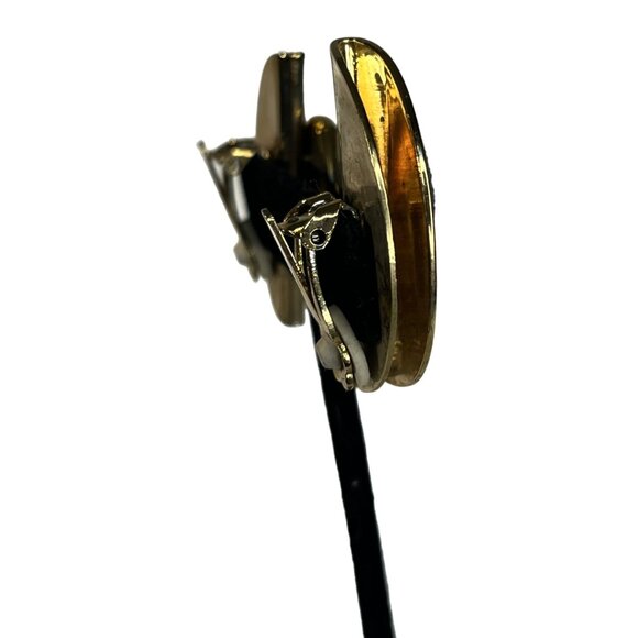 Gold Toned Half Moon & Green Clip On Earrings NWT VTG Sears Roebuck? 1980s - Picture 6 of 13